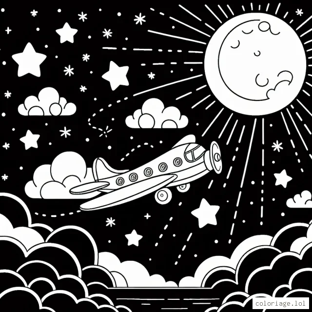 Un avion qui vole haut dans le ciel étoilé en portant un message d'espoir