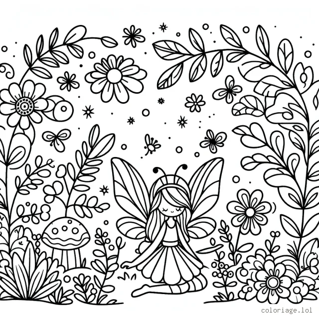 Fée des fleurs dans son jardin enchanté