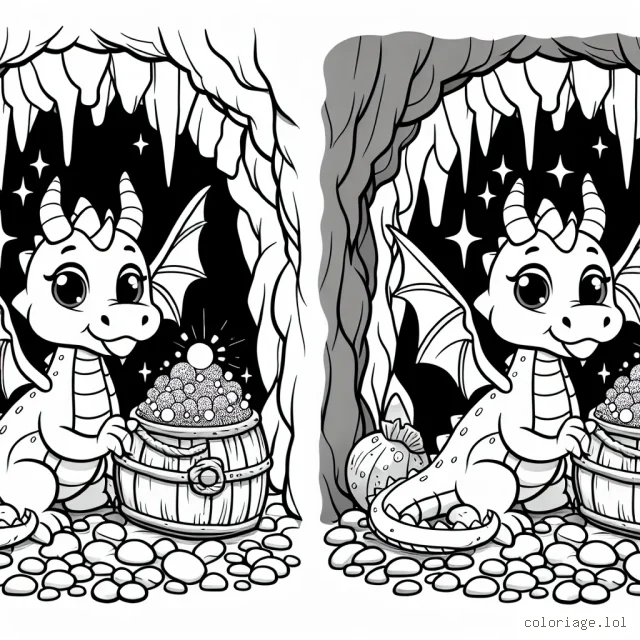 Imagine un fier dragon veillant sur son trésor scintillant dans sa grotte.