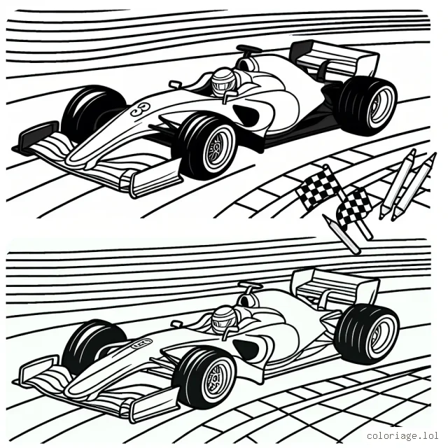 Deux voitures de course roulent à toute vitesse sur un circuit de Formule 1!