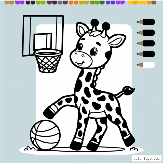 Une girafe sportive jouant au basketball