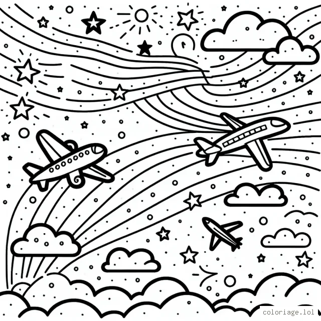 Dans le ciel où virevoltent des avions, créons un monde éblouissant de couleurs !