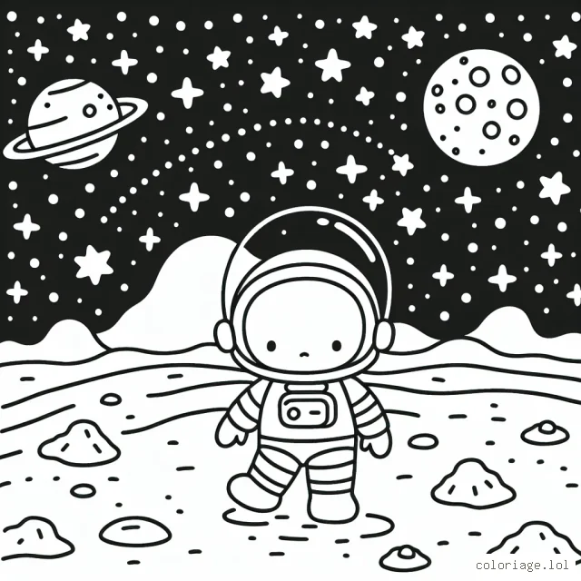 Un petit astronaute explorant une mystérieuse planète extraterrestre entourée d'étoiles scintillantes