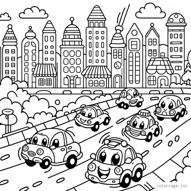 Un Afternoon Drive : Une course de voitures animée à travers la ville