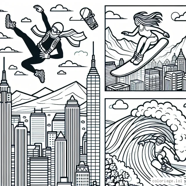 Un freerunner bondissant entre les toits d'une ville animée, une snowboardeuse plongeant dans une pente abrupte, un skydiver planant dans le ciel radieux, un surfeur chevauchant une vague gigantesque.