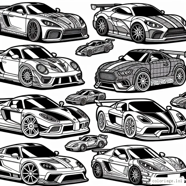 Colorie les voitures des grandes marques comme Mercedes, BMW, Audi, Tesla et Ford en utilisant tes couleurs préférées. Distingue chaque marque par une couleur différente pour un rendu plein de peps et d'énergie!