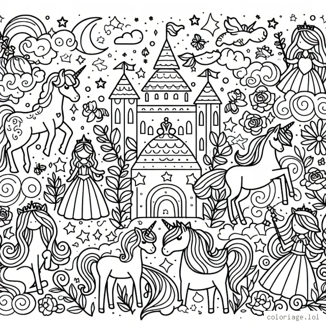 Le monde féerique des licornes et des princesses