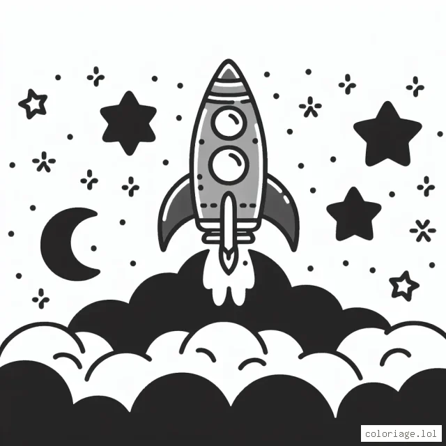 Imagine et colorie ta fusée spatiale en route vers les étoiles lointaines !