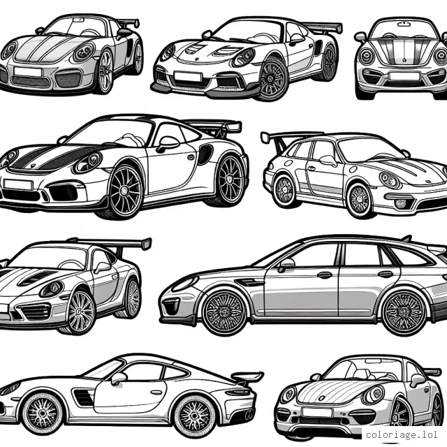 Un assortiment de voitures par marque pour que tu puisses les colorier à ta guise. Il y a des voitures de sport, des berlines de luxe, des SUVs robustes et des voitures compactes de marques comme Audi, BMW, Mercedes, Ford et beaucoup plus.