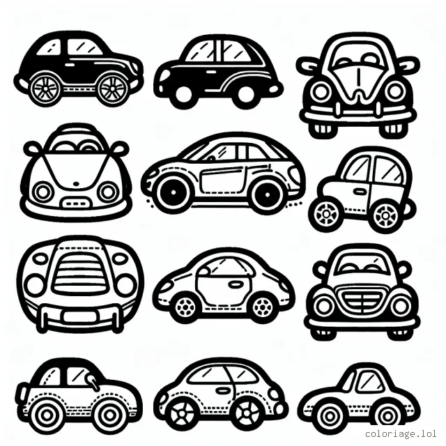 Dessinez et colorez différentes marques de voiture
