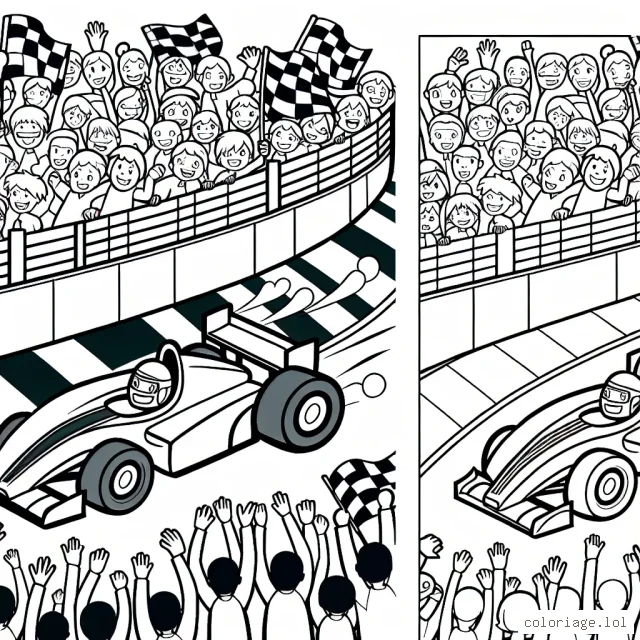 Un circuit de voitures de course animé avec une foule de spectateurs enthousiastes.