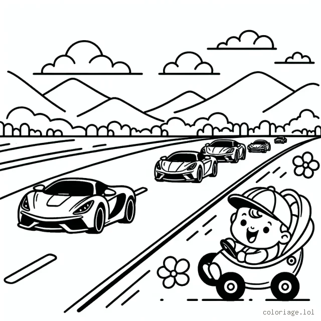 Un défilé de voitures de sport sur une route panoramique