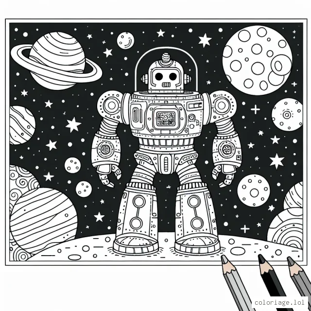 Robot géant dans un espace interstellaire