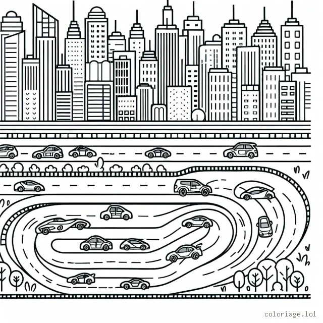 un cortege de voitures de course parcourant un circuit sinueux à travers une ville animée