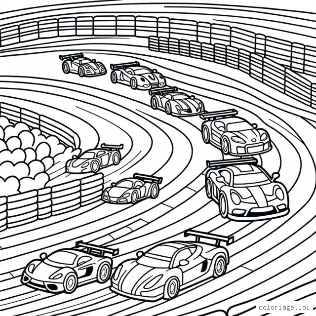 Une course palpitante de voitures de course colorées sur un circuit animé