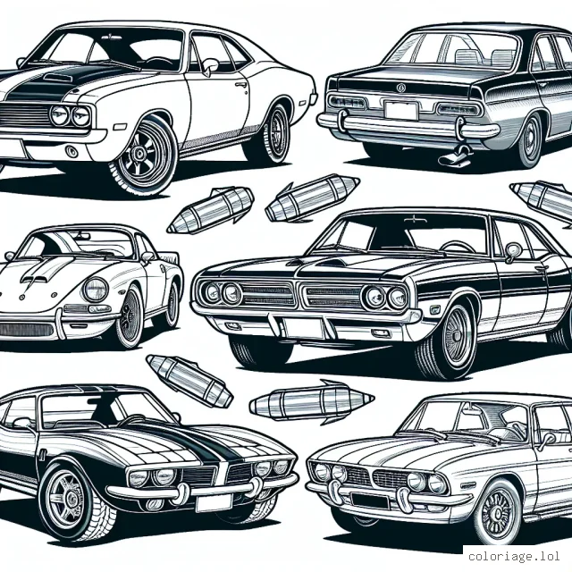 Des voitures par marque issues de différentes époques t'attendent pour être colorées. Que ce soit un torride muscle car américain, une élégante berline allemande ou une sportive italienne, chaque voiture a quelque chose d'unique à offrir. Prends tes crayons et donne-leur vie en suivant les indications de couleurs ou en imaginant tes propres combinaisons. N'hésite pas à utiliser ta créativité pour rendre ces voitures encore plus spectaculaires!