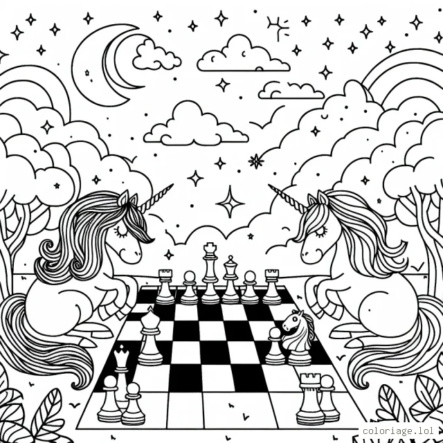 Dans le monde magique des licornes qui jouent aux échecs