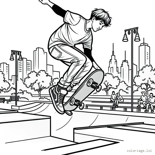 Un skateboarder professionnel en pleine action dans un skatepark urbain