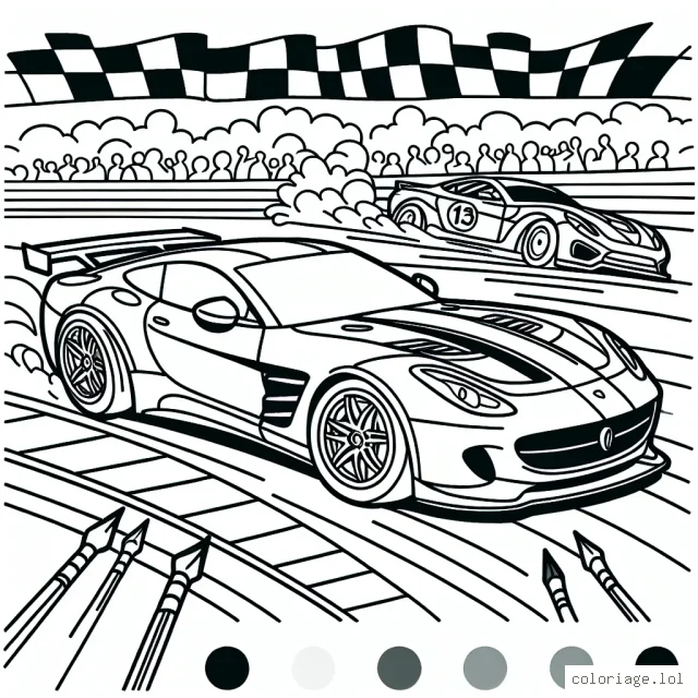 Dessine une voiture sportive de course participant à un grand tournoi de vitesse
