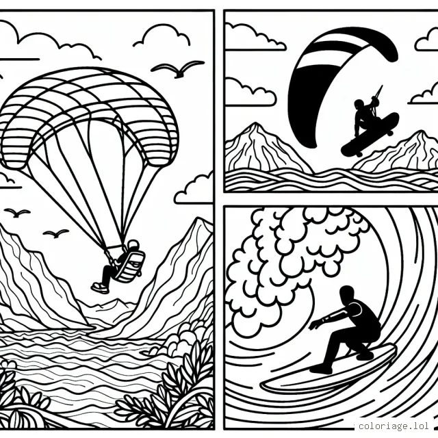 Dessiner un parapentiste qui surgit au-dessus des montagnes, un skateur qui réalise une figure incroyable sur une rampe et un surfeur qui défie une vague gigantesque.