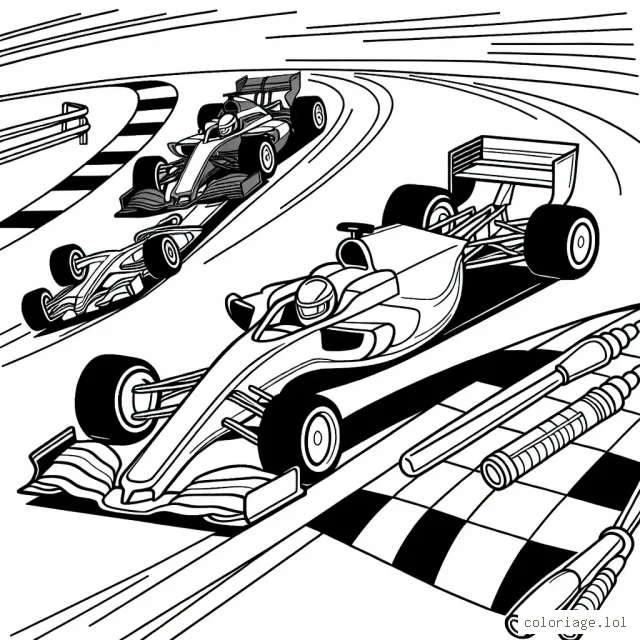Un circuit automobile foisonnant d'action, avec des voitures de courses colorées jaillissant des pistes