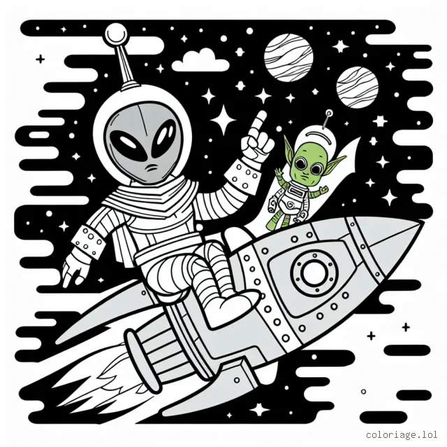 Imaginez un super-héros légendaire de l'espace qui sillonne les galaxies sur un vaisseau en forme de fusée, vêtu d'un costume métallisé de la tête aux pieds avec un casque surmonté d'une antenne. Il utilise des outils futuristes pour combattre les méchants extra-terrestres et sauver des planètes en détresse. Il a un adorable animal de compagnie alien vert qui l'accompagne toujours dans ses aventures.