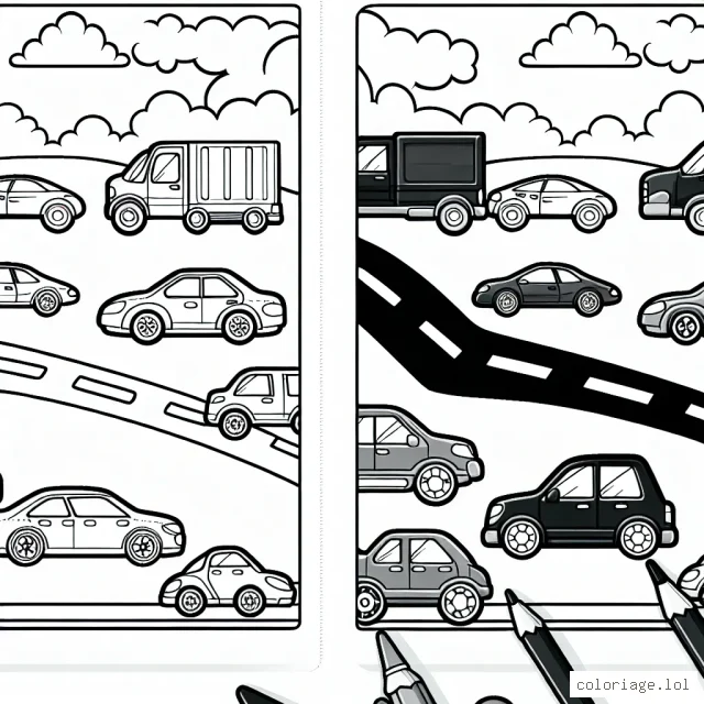 Un livre de coloriage illustrant les voitures par marque.