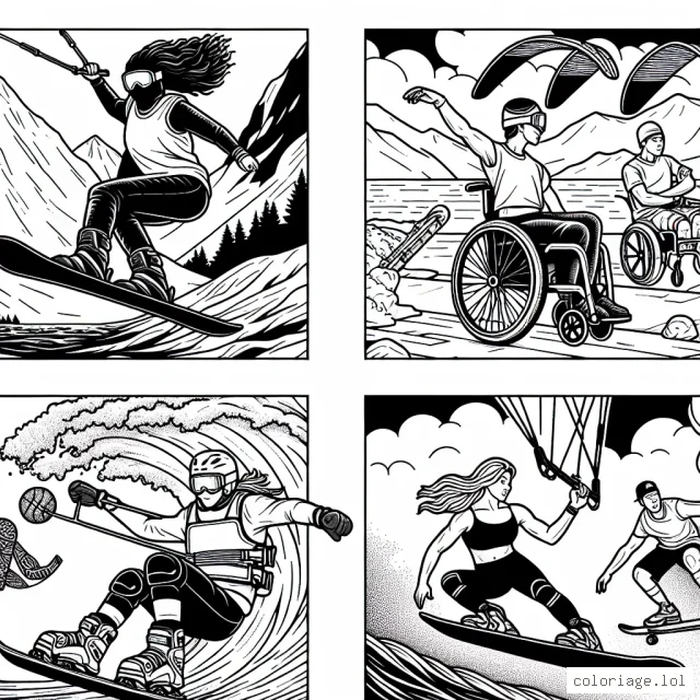 Sportifs extrêmes en action dans les différents milieux