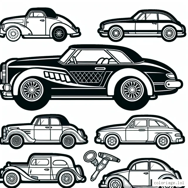 Le dessin de votre coloriage est divisé en plusieurs sections, avec chaque section représentant une marque de voiture spécifique, comme BMW, Toyota, Ford, etc. À vous d'ajouter des touches de couleurs vibrantes pour faire revivre ces véhicules. Prêt pour ce voyage à travers les marques de voitures ?