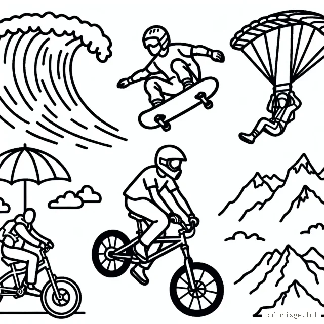 Imagine un surfeur chevauchant une grande vague, un skateur sautant par-dessus une rampe, un parachutiste volant dans le ciel, un motard exécutant un tour de force sur son vélo et un alpiniste escaladant une montagne abrupte.