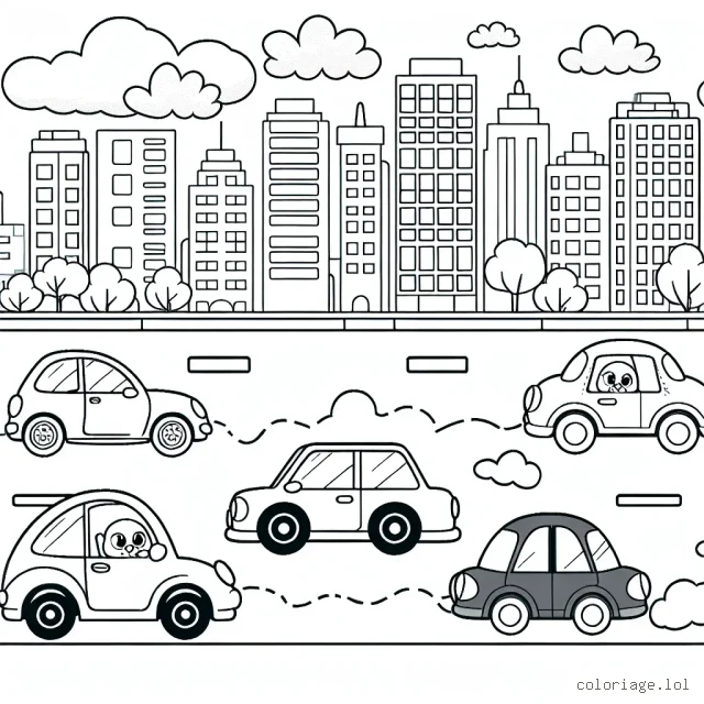 Une course folle au coeur de la ville entre différentes voitures