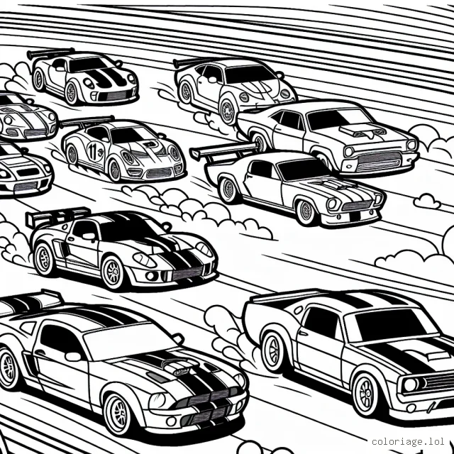 Les différentes marques de voitures sur une piste de course