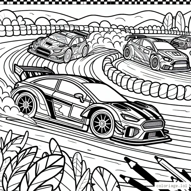 Un circuit de voitures en plein rallye