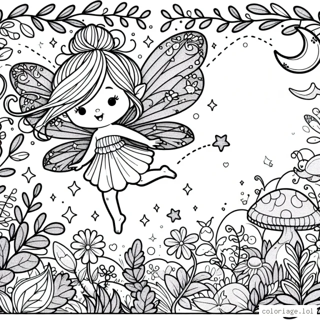 Imaginez une petite fée aux ailes chatoyantes, virevoltant dans un jardin enchanté peuplé de doux animaux et de plantes extraordinaires.