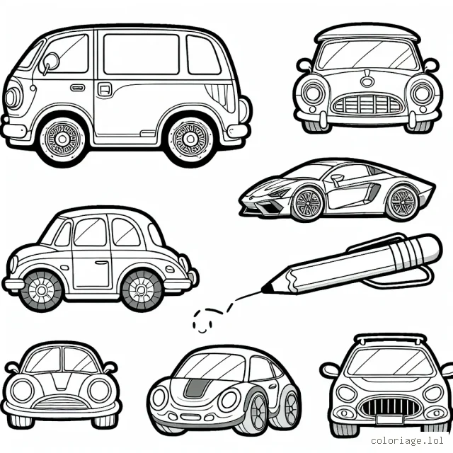 Dessine et colore des voitures incroyables selon leur marque.
