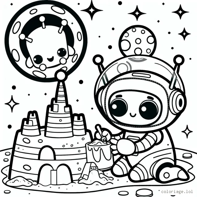 Un gentil robot extraterrestre construit un château de sable sur la Lune