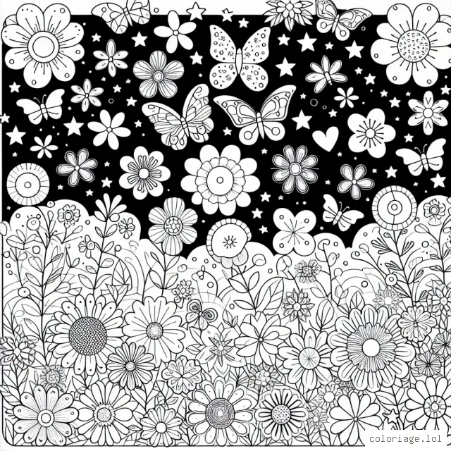 Un jardin féerique plein de papillons et de fleurs merveilleuses.