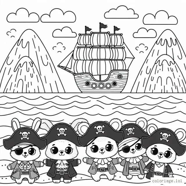 Un groupe de petits animaux déguisés en pirates recherchent une mystérieuse île aux trésors dans l'océan.