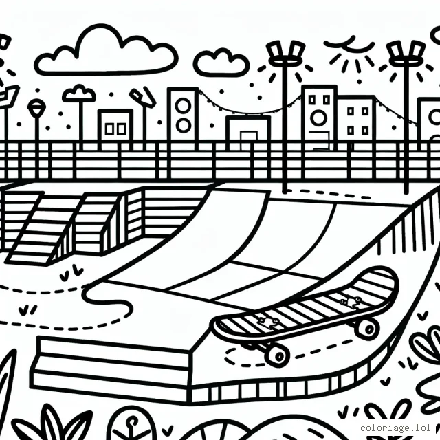Un parcours de skate à colorier