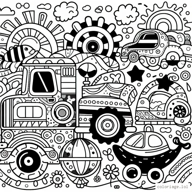 Création d'un coloriage sur le thème des différentes marques de voitures.