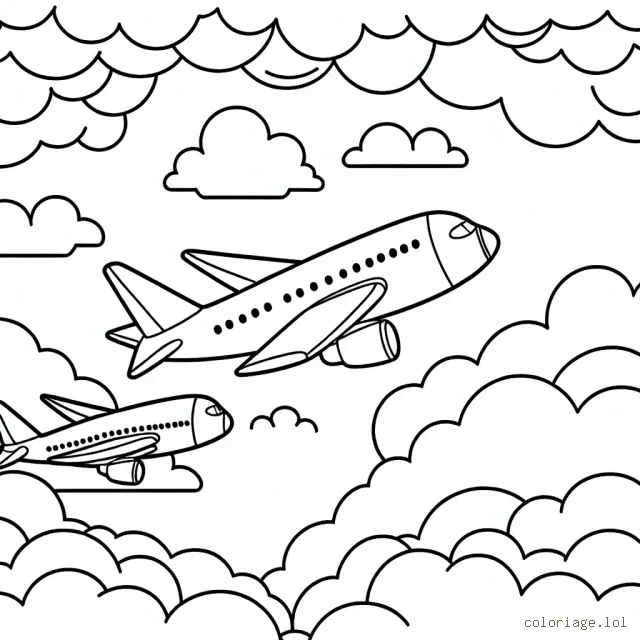 Un vol d'avions à travers les nuages