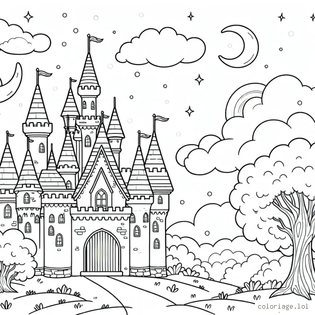 Un château magique dans le ciel