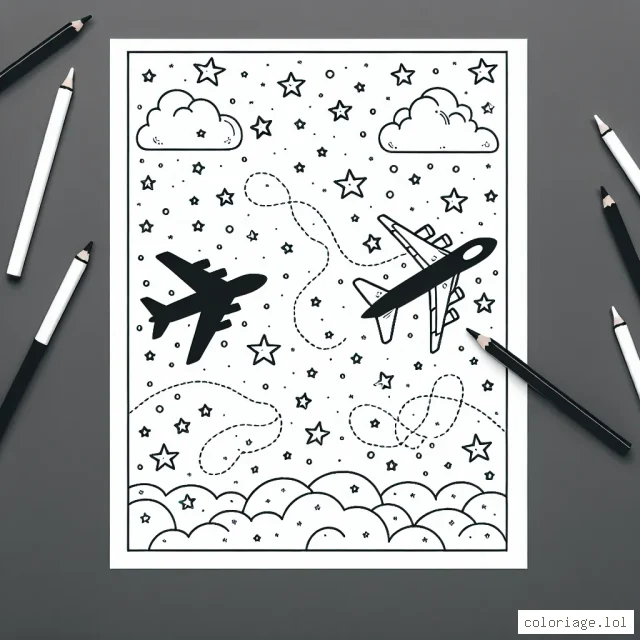 Les avions dans le ciel étoilé