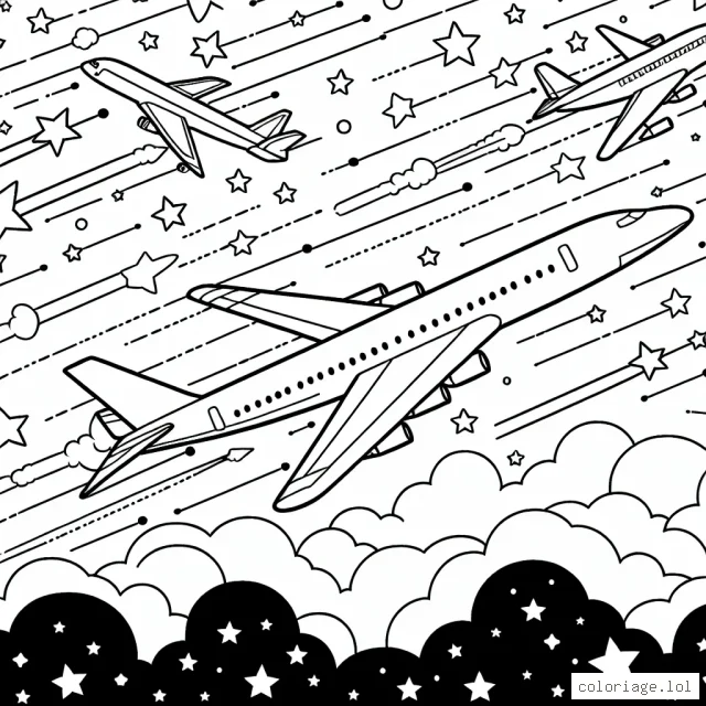 Des avions filant dans le ciel étoilé