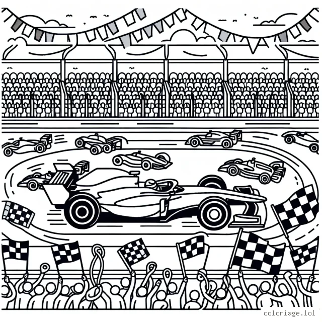 Imagine une voiture de course filant à toute vitesse sur un circuit encombré d'autres bolides. Il y a des drapeaux colorés qui flottent dans le vent, des tribunes pleines de fans en délire et des équipes aux abords de la piste prêtes à intervenir à tout moment.