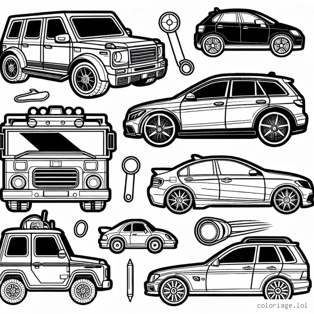 Colorie ces voitures de différentes marques prestigieuses!