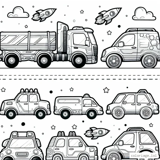 Dessiner une collection de voitures différentes par marque