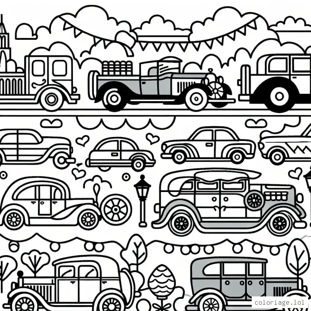Un défilé animé de voitures de différentes époques et styles