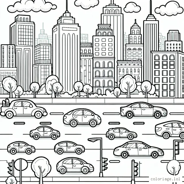Une course de voitures dans la ville animée