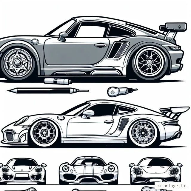 Crée des coloriages de voitures en se basant sur différentes marques automobiles célèbres. Qu'il s'agisse de la puissance de Ferrari, du chic de Porsche, du luxe de Rolls Royce ou encore de la vitesse de Bugatti, chaque marque a une caractéristique distinctive. Utilise des contours nets et des sections détaillées pour distinguer chaque marque. Cela donnera aux enfants une activité fun et instructive, tout en apprenant à reconnaître les différentes marques de voitures.